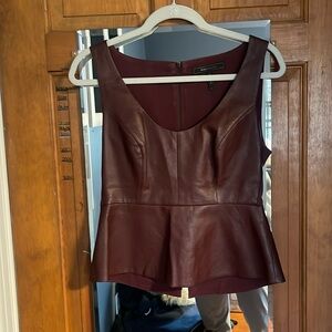 BCBG Maxazria burgundy leather top, size small